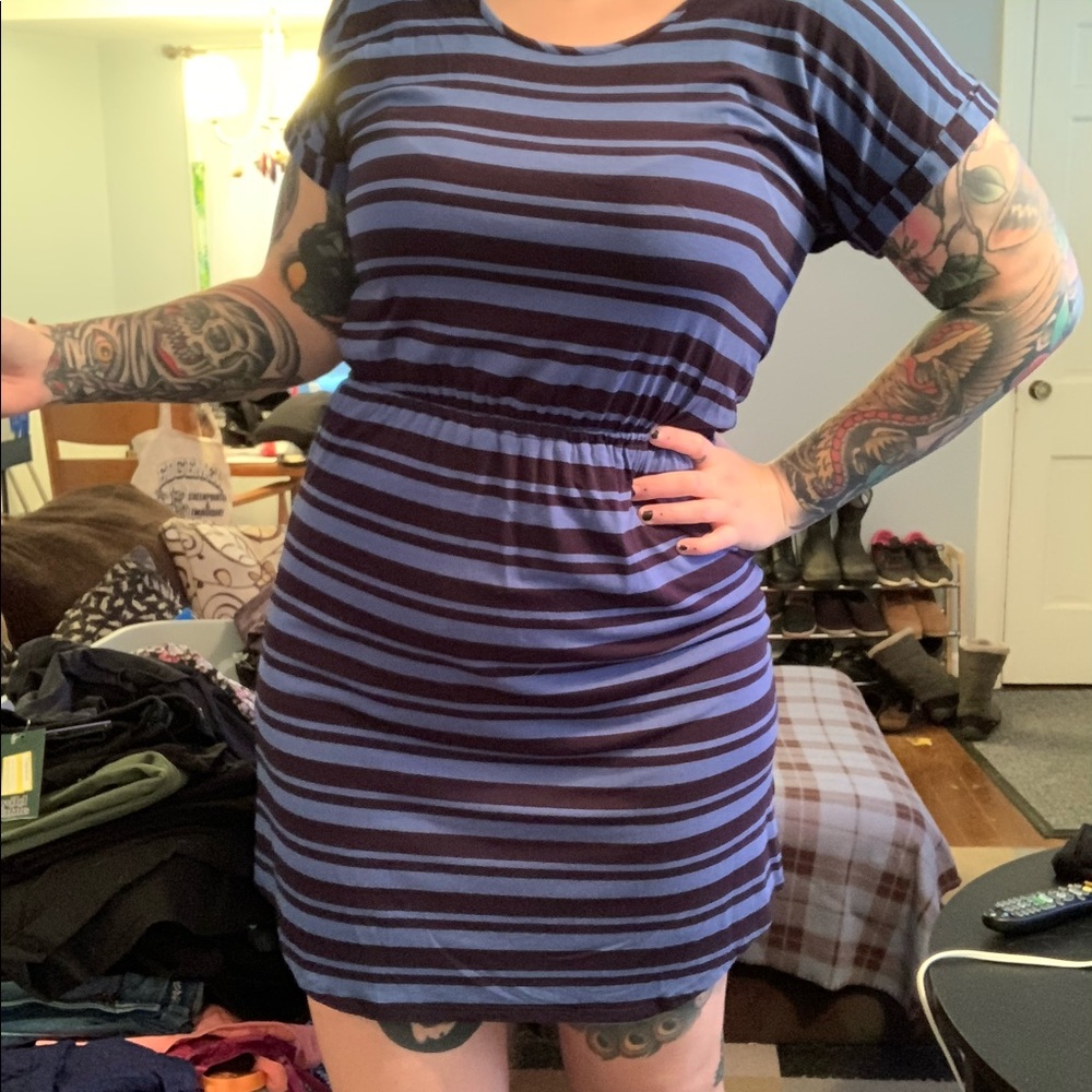 Merona Blue Striped Keyhole Dress Size Medium